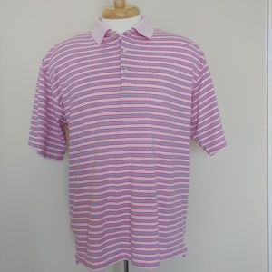 Peter Millar Polo Shirt Pink White Blue Stripe